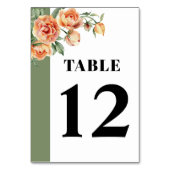 Numéro De Table Branche avec rose pêche fleurs mariage fleuri (Dos)