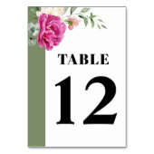 Numéro De Table Branche avec rose rose et fleurs blanches mariage (Dos)