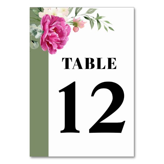 Numéro De Table Branche avec rose rose et fleurs blanches mariage (Dos)