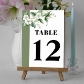 Numéro De Table Branche avec verdure et fleurs blanches mariage