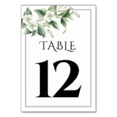 Numéro De Table Branche avec verdure et fleurs blanches mariage (Par défaut)