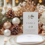 Numéro De Table Branche de pin d'hiver et Mariage de cône<br><div class="desc">Cartes de numéro de table de mariage rustique d'hiver illustrant une aquarelle d'une branche de pin avec des feuilles de pin vert et un cône de pin. Ajoutez le numéro de table et personnalisez avec vos détails en gris foncé.</div>