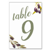 Numéro De Table Branche d'olive méditerranéenne - Gras personnalis (Dos)