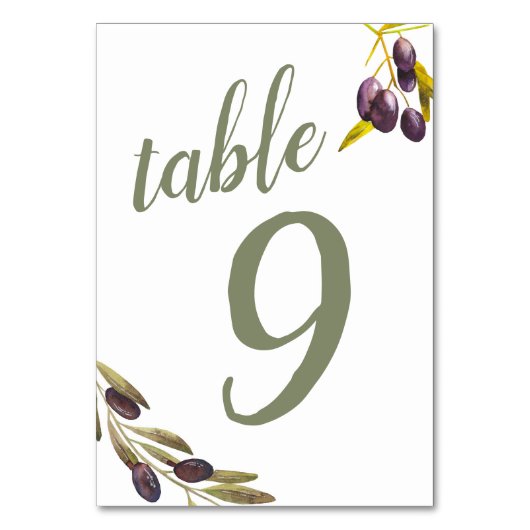 Numéro De Table Branche d'olive méditerranéenne - Gras personnalis (Par défaut)