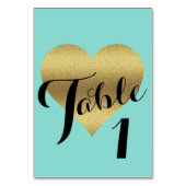 Numéro De Table Bride & Co Gold Heart Turquoise Blue ShowParty (Par défaut)