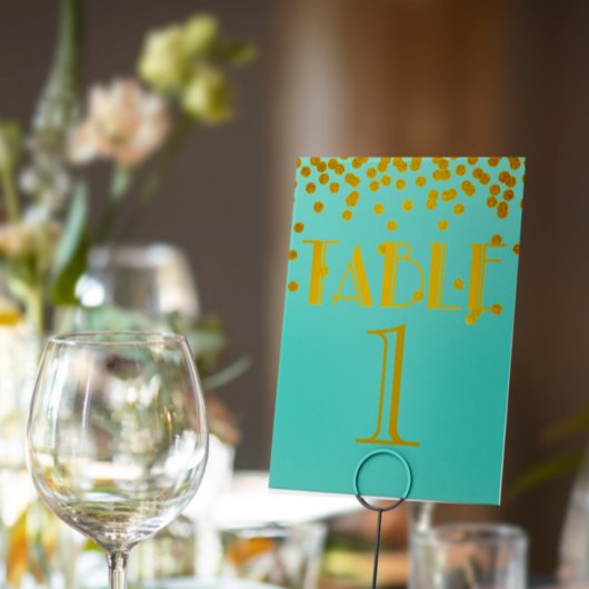 Numéro De Table Bride Co Turquoise Blue Et Gold ShowParty
