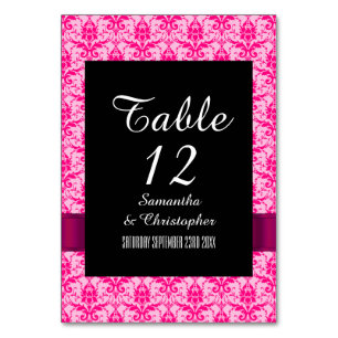 Numéro De Table Bright coloré rose damask