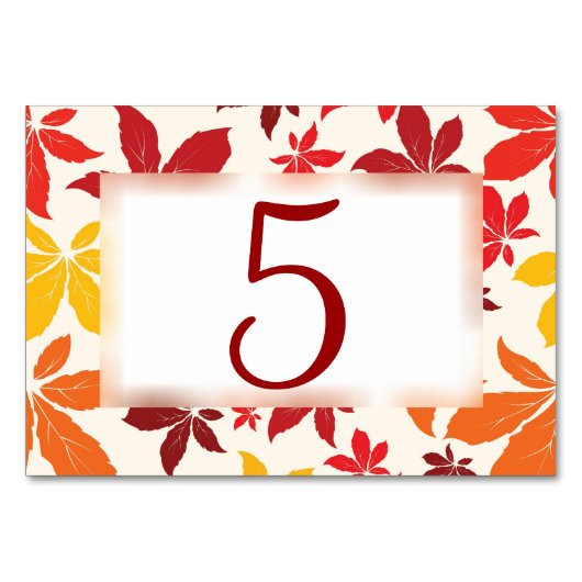 Numéro De Table Bright Fall Leaves Numéro de tableau Mariage (Dos)