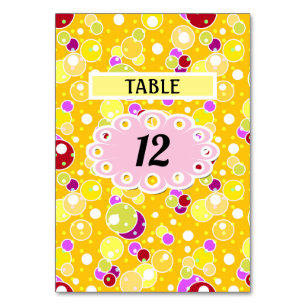 Numéro De Table Bright jaune enfants amusants bulles cercles d'ann