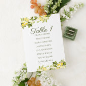 Numéro De Table Bright Lemon Fresh Wedding Seating Chart Card