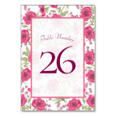 Numéro De Table Bright Pink Rose Wedding (Dos)