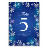 Numéro De Table Bright Snowflakes Blue Winter Bat mitzvah Table (Dos)