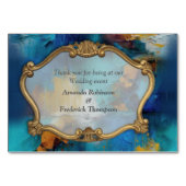 Numéro De Table bronze Abstrait, style baroque bleu or (Dos)