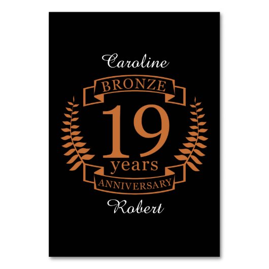 Numéro De Table Bronze anniversaire traditionnel mariage 19 ans (Par défaut)
