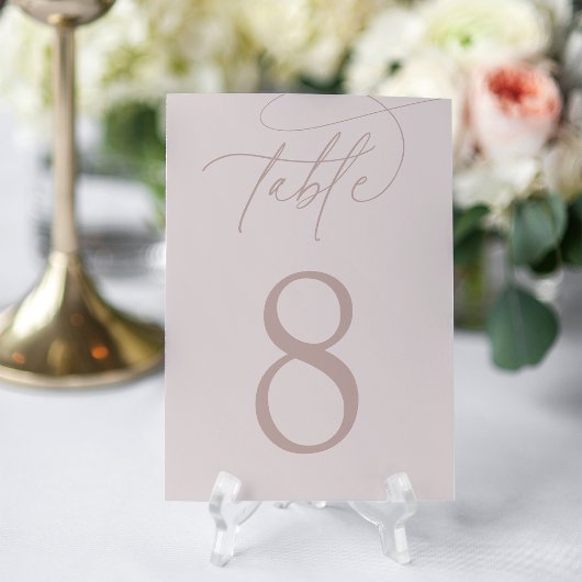 Numéro De Table Brouille + Rose | Script simple et élégant
