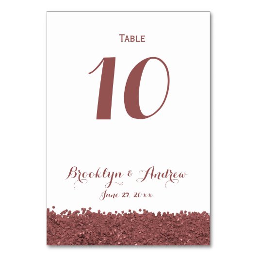 Numéro de table Brown Marsala White Mariage (Dos)