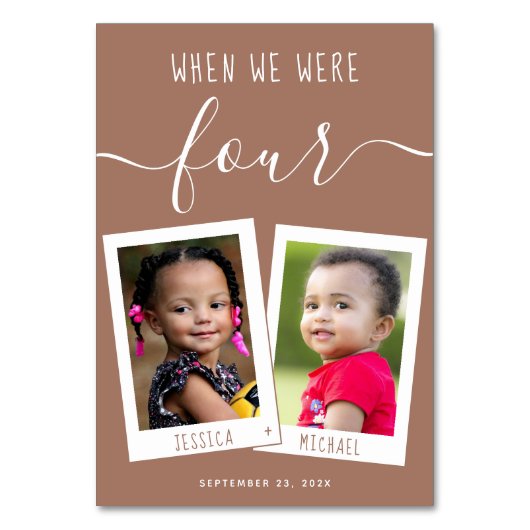 Numéro De Table Brown Quand Nous Étions Enfants Âgés Photos Script (Dos)