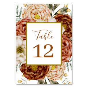 Numéro De Table Budget Neutre Boho Floral terracotta