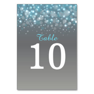Numéro De Table Bulles de champagne gris bleu Mariage numéros de t