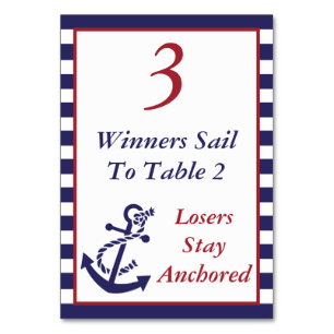 Numéro De Table Bunco Ancre nautique Thème #3