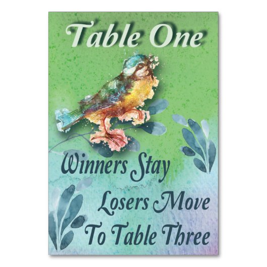 Numéro De Table Bunco Bird Spring Table One Aquarelle (Par défaut)