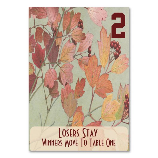 Numéro De Table Bunco feuilles et baies #2 (Dos)