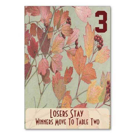 Numéro De Table Bunco feuilles et baies #3 (Dos)