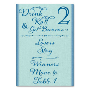 Numéro De Table Bunco Funny Boissons & Roll Table Card #2 de 4