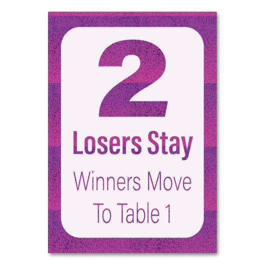 Numéro De Table Bunco Moderne Bande violette Table Deux (Par défaut)