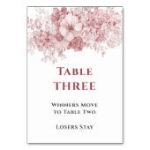 Numéro De Table Bunco Table Trois Élégant Floral (Dos)