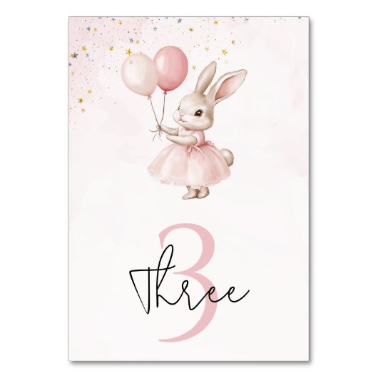 Numéro De Table Bunny Pastel rose Anniversaire (Dos)
