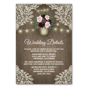 Numéro De Table Burgundy Blush Gold Mason Mariage de bocage Insére