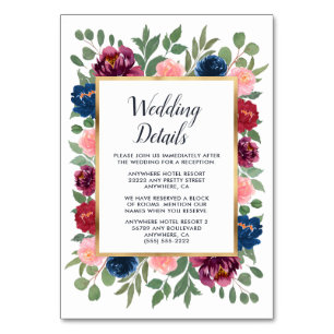 Numéro De Table Burgundy Blush Marine Marsala Mariage Insertion Ca