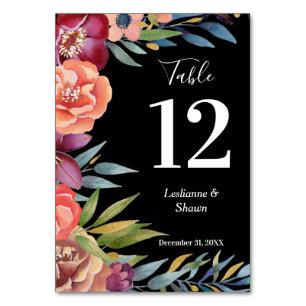 Numéro De Table Burgundy Blush Tropical Floral Modern Numéro de ta