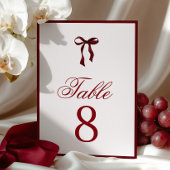 Numéro De Table Burgundy Bow Table Number
