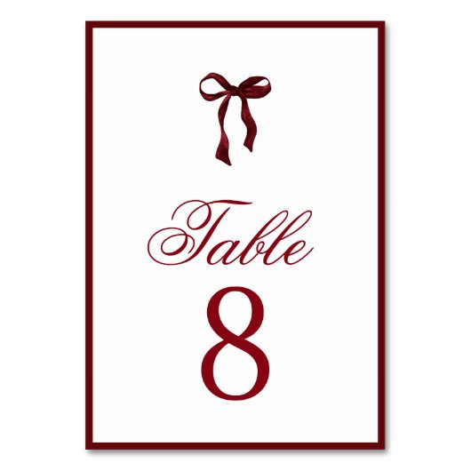 Numéro De Table Burgundy Bow Table Number (Par défaut)