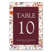 Numéro De Table Burgundy Fall Rustique Boho Floral Fleurs sauvages (Par défaut)