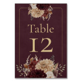 Numéro De Table Burgundy Floral Gothic Wedding Table Number (Dos)