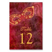 Numéro De Table Burgundy Gold Masquerade Ball Mardi Gras Mariage (Dos)