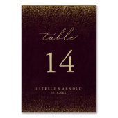 Numéro De Table Burgundy Gold Parties scintillant Calligraphie Gol (Dos)