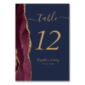 Numéro De Table Burgundy Red Gold Agate Marine Blue Mariage (Par défaut)