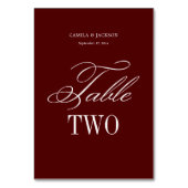 Numéro De Table Burgundy Wedding (Dos)