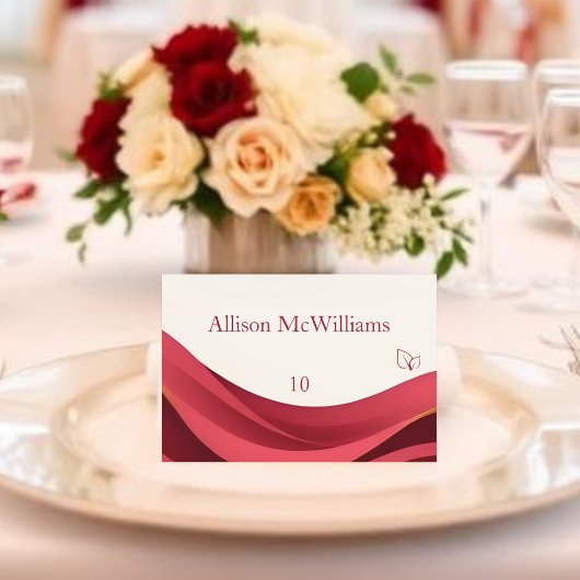 Numéro De Table Burgundy Wedding Place Card-Vegan