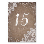 Numéro De Table Burlap Lace parties scintillant rustique mariage c (Dos)