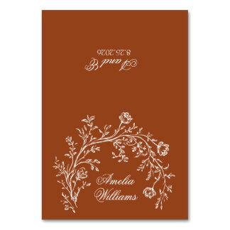 Numéro De Table Burnt Orange Floral Terracotta Wedding Place Cards