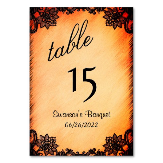 Numéro De Table Burnt Orange Lace Table Number (Par défaut)