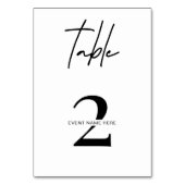 Numéro De Table Business Event Simple Black & White Table Number (Dos)
