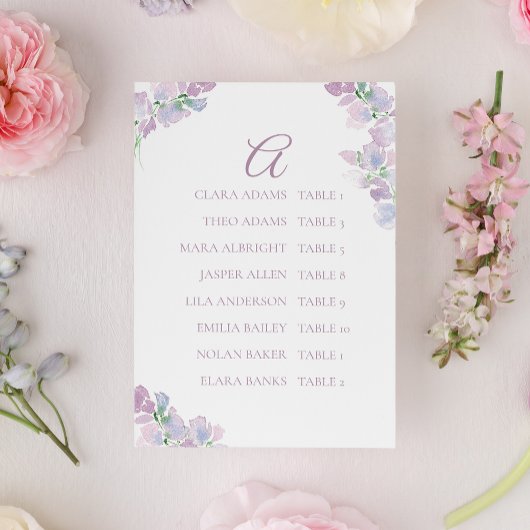 Numéro De Table Butterfly Pea Flower Wedding Seating Chart Card
