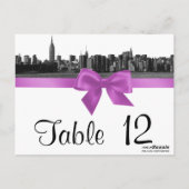 Numéro de table BW Lilac NYC Wide Skyline Etched (Dos)