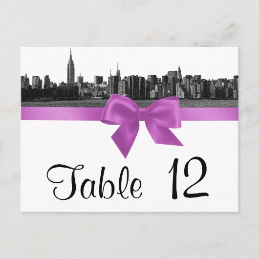 Numéro de table BW Lilac NYC Wide Skyline Etched (Devant)